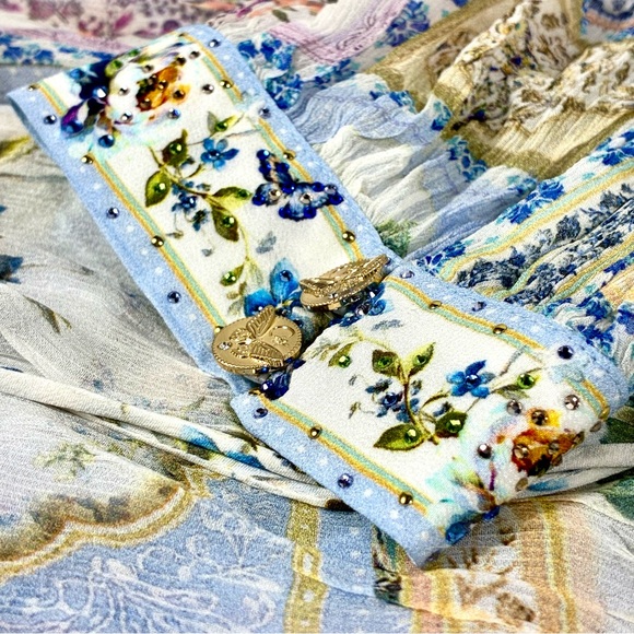 Camilla Gathered Panel Silk Mini Shirt Dress Botanical Ballads Large NWT - Picture 15 of 17